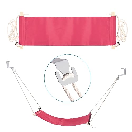 PATIKIL Foot Hammock Under Desk, Adjustable Foot Rest Sling with Hooks Portable Desk Footrest for Airplane Travel Home Office, Pink Style 1 - color: Pink
