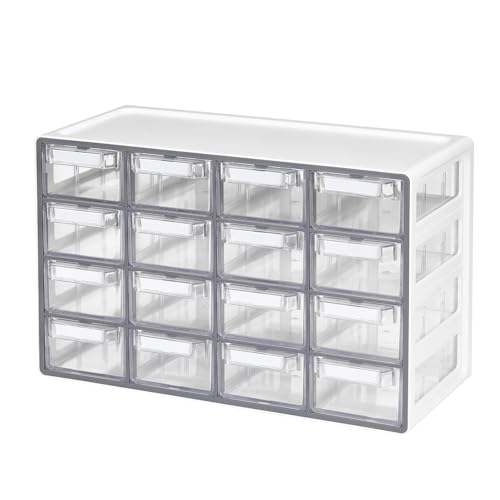 Blue Ginkgo 16-Drawer Storage Cabinet Organizer, Grey, Made in Korea | Stackable. Adjustable. Easy Visibility. - color: GREY, size: 16 Drawer