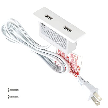 Powered USB C Hub Socket Recessed USB C Power Strip Outlet with Fast Charge 4 USB Ports 20W Mounted into Bed Desk Table Sofa (White)