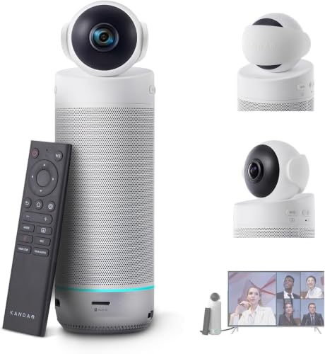 KanDao Meeting S 1080P HD Conference Room Camera, AI Face Recognition and Speaker Tracking, 8 Noise Cancelling Mics, Smart Zoom, Automatic Focus, 180-Degree, Plug & Play, Compatible with Teams, Skype