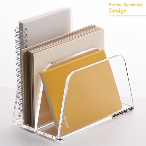 SANRUI Acrylic Mail Organizer for Desk, Mail Holder with 2-Slot, Clear - size: 2 Slots