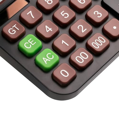 Standard Desktop Calculator, Dual Power (Solar & AA Battery), 14-Digit Large Display, Multifunctional Office Calculator (Black)