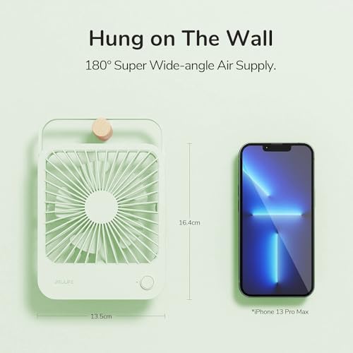 JISULIFE Desk Fan Battery Rechargeable, 180°Foldable Portable Personal Fan - color: Green, size: 4500mAh