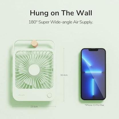 JISULIFE Desk Fan Battery Rechargeable, 180°Foldable Portable Personal Fan - color: Green, size: 4500mAh