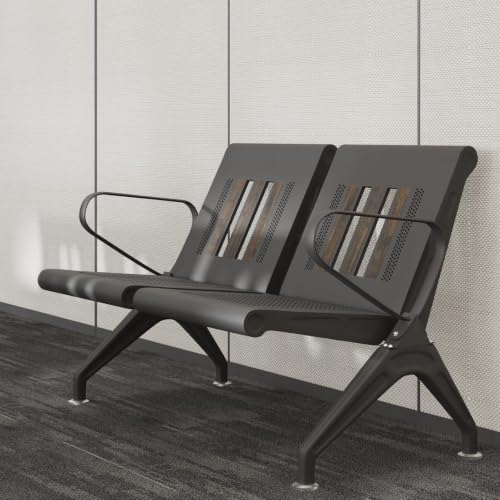2 Seat Waiting Room Bench with Arms Steel Frame Reception Guest Chair - size: 2 Seat