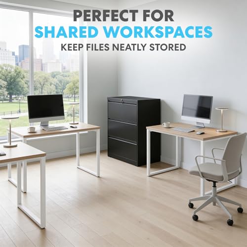 SIMPLI-Magic 3 Drawer Vertical File Cabinet with Lock Metal Filing Storage Cabinet for Home Office Organization Hanging Letter Legal F4 A4 Black - Reliable Design for Everyday Use