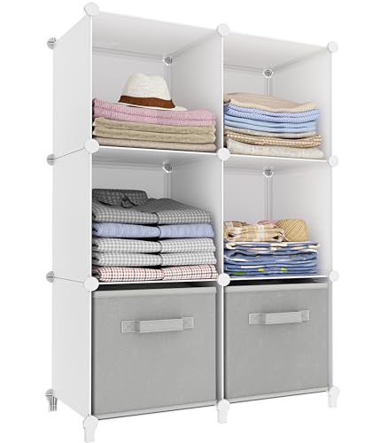 Stackable Closet Organizers and Storage 6 Cube Storage Organizer Closet Organizer for Bathroom Closet Storage for Wardrobe - color: White 1, size: 11.8 x 11.8 x 11.8 Inch