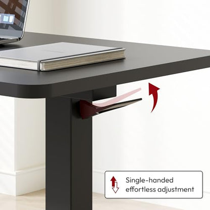 SANODESK 32'' Mobile Standing Desk with Hidden Wheels,Pneumatic Laptop Desk | Sofa Computer Cart Movable Height Adjustable Table Small Sit Stand Desk for Home Office Hospital Use,31.5" W x 17.7" D,Black - color: Black, size: 32x18