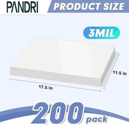 PANDRI 200 Pack Clear Thermal Laminating Sheets, 11.5 x 17.5-Inch, 3 Mil - size: 200PACK, style: 3MIL
