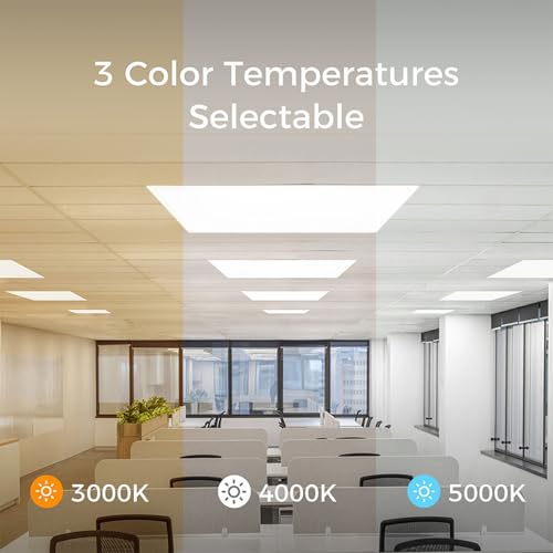 12 Pack 2x4 LED Flat Panel Light Drop Ceiling, 0-10V Dimmable | 30/40/50W & 3000K/4000K/5000K Selectable, for Office, Shop,120-277V, ETL Listed - size: 2x4 FT- 12 Pack