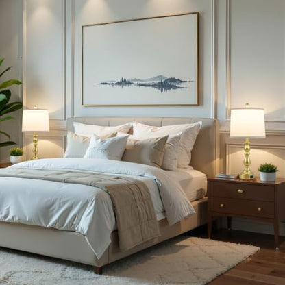 Gold Table Lamps Set of 2, Gold Lamps for Bedroom, USB C+A Ports - color: F. White Shade & Gold Base