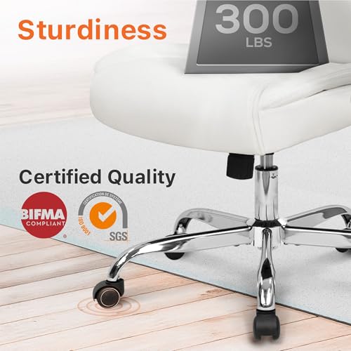 NEO CHAIR Office Desk Chair, High Back PU Leather with Flip-up Arms, White - color: White