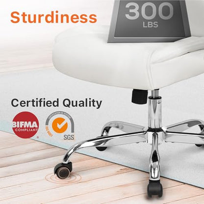 NEO CHAIR Office Desk Chair, High Back PU Leather with Flip-up Arms, White - color: White