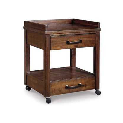 Signature Design by Ashley Rolling Printer Stand with Storage, Rustic Brown