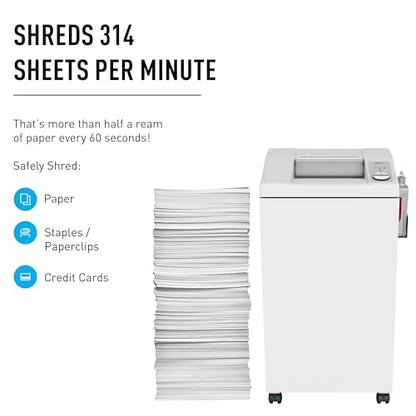 ideal. 2604 Cross-Cut Centralized Office Shredder with Automatic Oiler, Continuous Operation, 14 to 16 Sheet Feed Capacity, 26 gal Bin, Shred Staples/Paper Clips/Credit Cards/CDs/DVDs, P-5 Security | P5 cross cut shredder with automatic oiler for 6 to 8 u