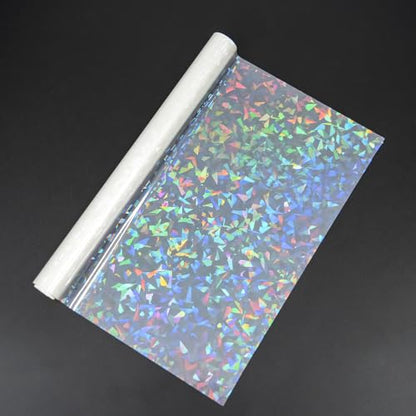 BOPP Holographic Precoated Film 8.66 x 196.85 inch–Clear Waterproof & Scratch-Proof Thermal Laminating Film Roll Compatible with Laminators for DIY Paper Crafts,Photo Protection,Stickers,Card Making - color: Clear Glass Shattered