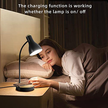 LALISU Metal Desk Lamp Wireless Charging Table Lamp Touch Reading Lights - color: Black