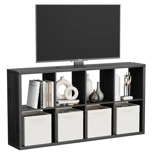 Black 8-Cube Storage Organizer Shelf – Heavy-Duty Engineered Wood, Easy Assembly, 25.12" L x 9.37" W x 48.74" H, for Living Room, Bedroom & Office - color: Black, size: 8 Cube-25.12" L x 9.37" D x 48.74" H