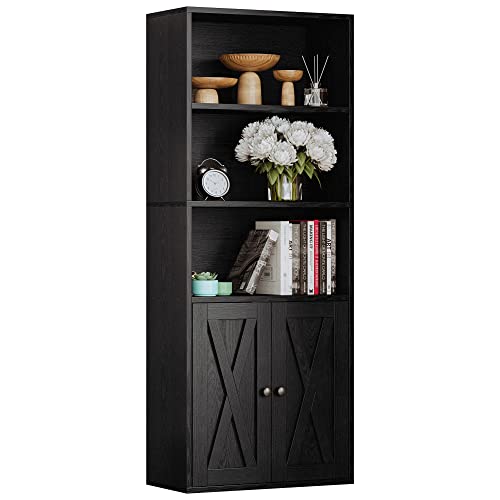 IRONCK Industrial Bookshelves and Bookcases with Doors and Shelves - color: Vintage Black