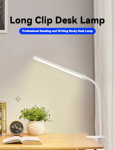 2 Pack LED Desk Lamp with Clamp, Desk Lamps for Home Office Three Colors Dimming, Computer Desk Monitor Light Bar Curved, Clip on Reading Accessories Lighting, Work from Home Essentials - color: White, size: 11inch/2 pack