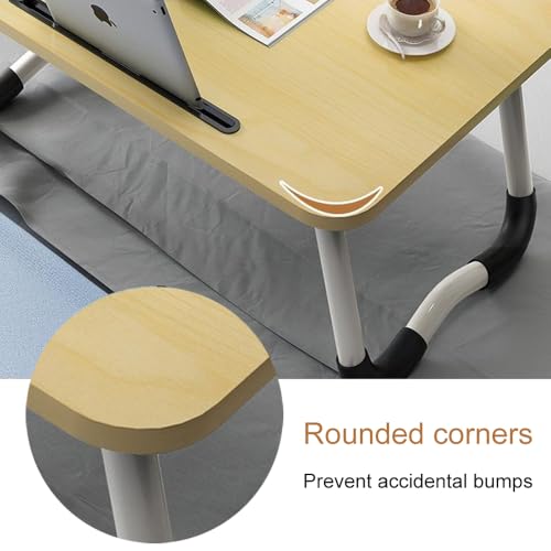 23.6" Lap Desk with Storage Drawer, Holders for Cup and Tablet - color: Walnut