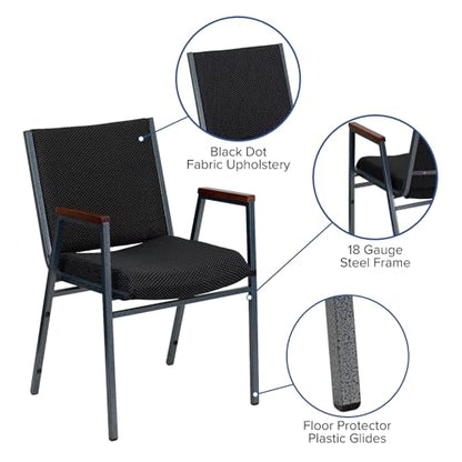 Flash Furniture Hercules Fabric Stack Chair with Arms, Black - color: Black Patterned Fabric, size: Set of 1
