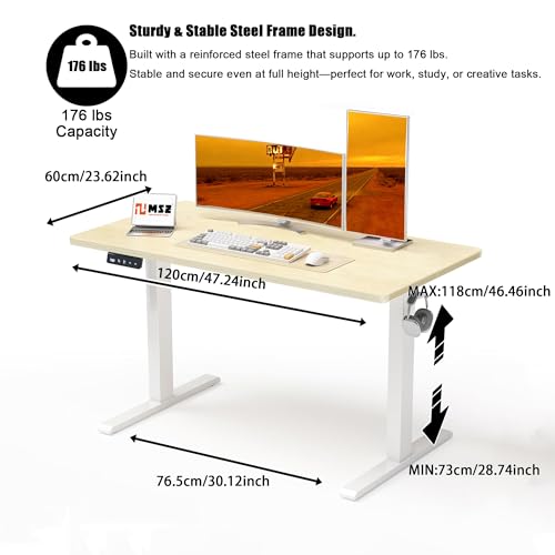 MSZ Electric Standing Desk 48x24 Inch with Memory Presets, Adjustable Height Sit to Stand Computer Desk for Home Office & Gaming (Black) - color: 3-black