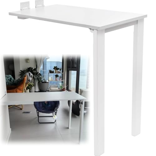 Wall Mounted Folding Table 29.5x15.7 inch, Drop-Leaf Dining Table for Small Spaces, E0-Grade Solid Wood Murphy Table with 132lbs Capacity, Space-Saving Desk for Kitchen Office (White) - color: White