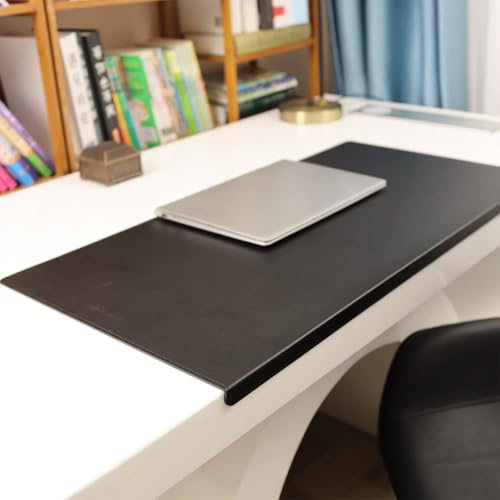 Leather Desk Mat with Stitched Edges & Edge Protection, Non-Slip Large Office Desk Mouse Pad for Work Game Typing, Waterproof Writing Table Extended Protector (Black,31.5"x15.7") - color: Black, size: 31.5"x15.7"
