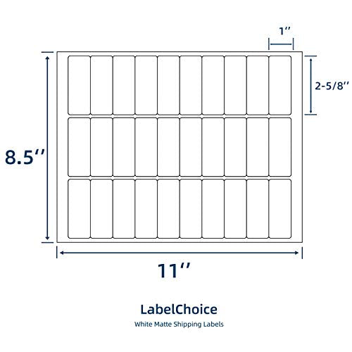 100 Sheets 3000 Pcs 30-up 1" x 2-5/8" Shipping Address FBA Labels for Laser & Inkjet Printers, 30 Up Labels 1 x 2-5/8 on US Letter,30 per Sheet Return Address Stickers, 30 per Page - size: 1x2-5/8-100P