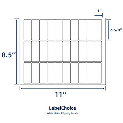 100 Sheets 3000 Pcs 30-up 1" x 2-5/8" Shipping Address FBA Labels for Laser & Inkjet Printers, 30 Up Labels 1 x 2-5/8 on US Letter,30 per Sheet Return Address Stickers, 30 per Page - size: 1x2-5/8-100P