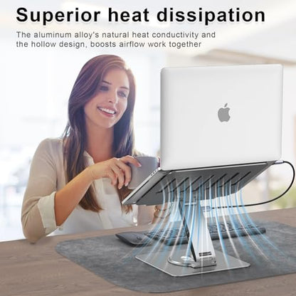 Laptop Docking Station for MacBook Pro/Air/Dell/HP/Surface HC 11-in-1 USB C Hub 360°Rotatable Laptop Stand with USB Hub 4K HDMI USB 3.0 PD100W 3.5mm Audio Jack RJ 45 TF/SD Reader Universal Laptop Dock - color: For Laptop 7-15.6 inches 11-in-1 Pro Max