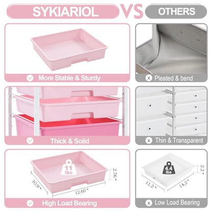 SYKIARIOL Rolling Cart with Drawers,Utility Cart with 8 Drawers,Rose Pink - color: Rose Pink