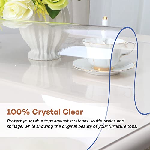 RostiKong Clear Plastic Square Table Top Protector Thick Waterproof Transparent Tablecloth Cover Mat Non Slip PVC Vinyl Table Liner Pad Waterproof Dining Beside Sofa Coffee Tabletop Cloth 30 x 30 Inch - color: Upgraded Clear Rectangle Shape, size: 30" x 3