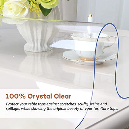 RostiKong Clear Plastic Square Table Top Protector Thick Waterproof Transparent Tablecloth Cover Mat Non Slip PVC Vinyl Table Liner Pad Waterproof Dining Beside Sofa Coffee Tabletop Cloth 30 x 30 Inch - color: Upgraded Clear Rectangle Shape, size: 30" x 3