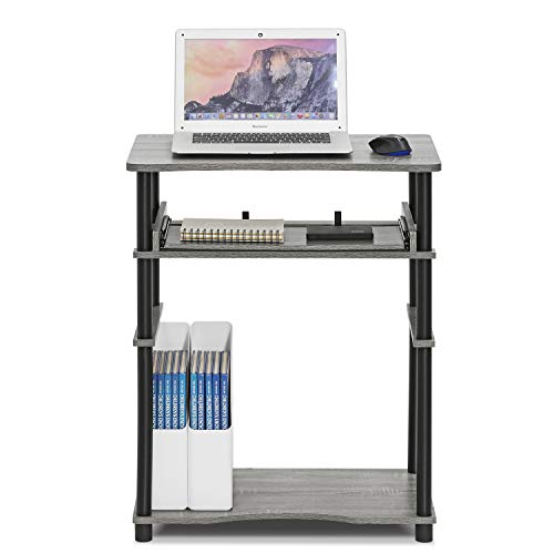 Furinno 10016GYW/BK Home Laptop Notebook Computer Desk, French Oak Grey/Black - color: French Oak Grey/Black, size: 16 Inch Wide