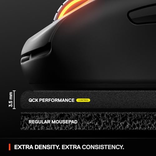 SteelSeries QcK XL Performance Control Gaming Mousepad — Extra Density for a Smooth Glide — Low-Profile Edge Stitching — Non-Slip Neoprene Rubber Base — 15.75 x 34.43 inch — FPS, MOBAs, RTS, MMO - size: XL, style: Control