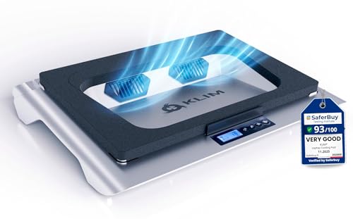 KLIM Everest Laptop Cooling Pad | Powerful 4300 RPM Turbo Fans | Sealed Foam for Maximum Cooling | Protect Your Gaming Laptop from Overheating | Fits 14” to 17.3” Laptops | RGB Lights - color: Silver