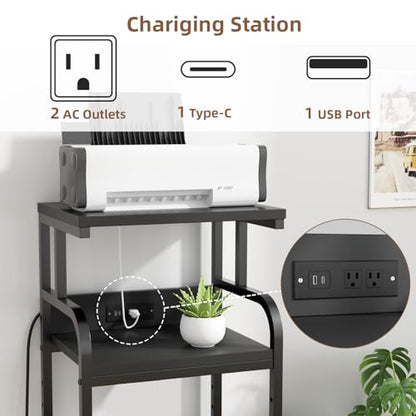 VOWNER 4-Tier Tall Printer Stand with Power Outlet and 4 Lockable Wheels