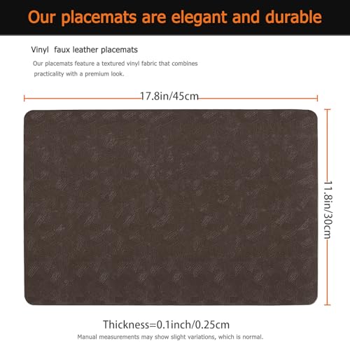 Coffee Plastic Vinyl Placemats Set of 12, Waterproof Heat Resistant Table Mats,Faux Leather Wipeable Washable Easy Clean Non-Slip Place Mats for Indoor Outdoor(12,Coffee) - color: Coffee