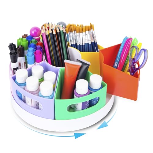 CraftGenes Rotating Art Supply Organizer, 7 Removable Compartments, Rainbow - color: Colorful