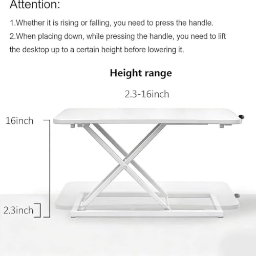 Height Adjustable Standing Desk White Converter Keyboard Riser 23.6 Inch - color: White
