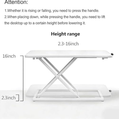 Height Adjustable Standing Desk White Converter Keyboard Riser 23.6 Inch - color: White