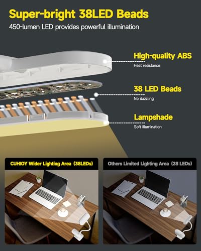 CUHIOY Rechargeable Clip on Light, Bed Headboard Reading Lamp, White - color: White