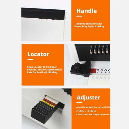Book Punching Binding Machine, Manual Twin Loop Wire Binder, Adjustable Number of Holes, 20 Sheets Punch Capacity, 3:1 Pitch Binding, for Reports, Contracts, Booklets, and School Documents
