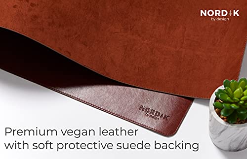 Nordik Leather Desk Mat - Whiskey Brown - Large Leather Desk Pad (35x17 in) | Premium Vegan Leather Desk Pad with Cable Organizer, Giftable, Extended Waterproof Mouse Mat, Non-Slip Desk Pad Protector - color: Desert Blush