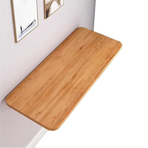 Wall Mounted Folding Table, Wood Drop-Leaf Desk with Stent, Floating Fold Down Desk for Small Spaces Office Kitchen Living Room(Golden Oak,100x30cm/40x12in) - color: Golden Oak, size: 100x30cm/40x12in