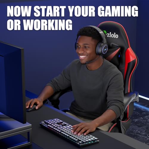 Czlolo Gaming Chair with Footrest Racing Style Lumbar Support Massager Video Game Chair with Metal Legs, High Back Reclining Gamer Chair with Headrest, 360° Swivel Office Computer Desk Chair (Red) - color: Red