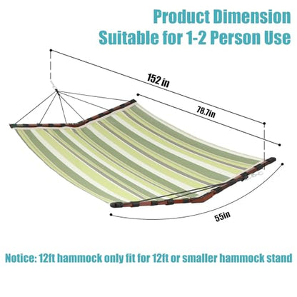 TegerDeger 12FT 2 Person Hammock V Shaped Spreader Bar -Tender Green Stripe - color: Tender Green Stripes