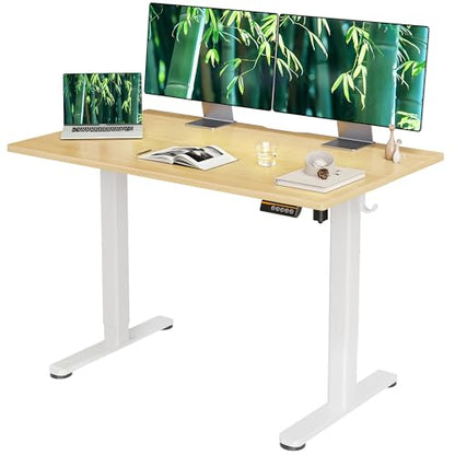 Claiks Electric Height Adjustable Standing Desk, 48x24 Inch, Bamboo | Smooth Height Adjustment, 3 Memory Presets, Cable Management Hub&Hook, Stable Steel Frame, 176lbs Capacity, Easy Assembly - color: Bamboo, size: 48